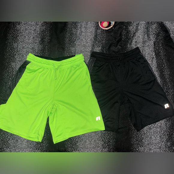 Russell boys athletic shorts, black pair size 10/12, green pair 10/12 husky. - Picture 2 of 3